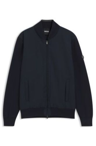 Veste hybride en maille de coton avec col bomber - Boss - Modalova