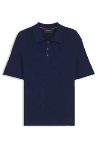 Pull à col polo en maille torsadée en coton et cachemire - Boss - Modalova