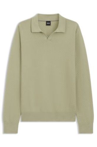 Pull en maille de coton à col Johnny - Boss - Modalova