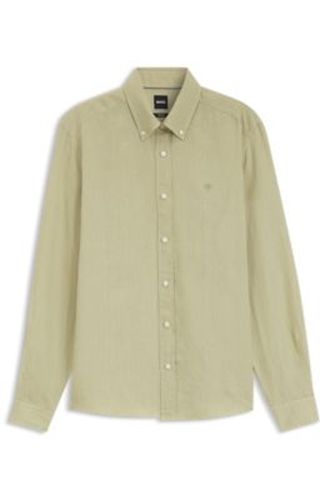 Chemise Regular à pointes boutonnées en lin - Boss - Modalova