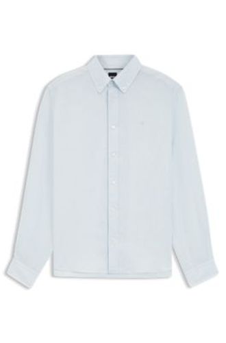 Chemise Regular à pointes boutonnées en lin - Boss - Modalova