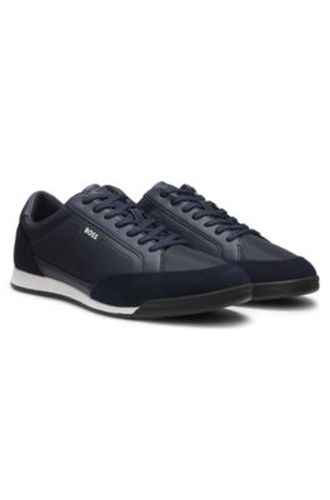 Baskets à empiècements en cuir suédé à semelle striée - Boss - Modalova