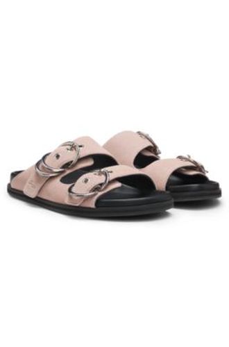 Mules en cuir suédé avec deux brides à boucles - Boss - Modalova