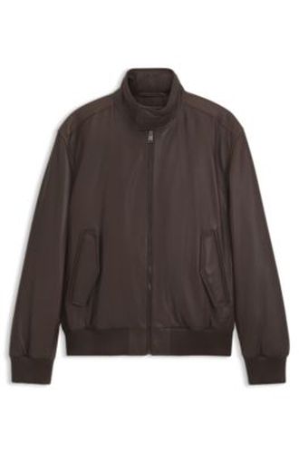 Veste en cuir matelassée à col montant - Boss - Modalova