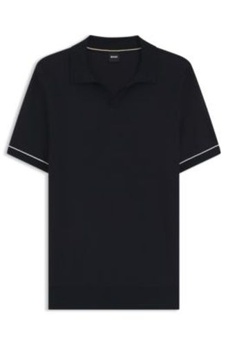 Polo en maille de coton mélangé à rayure horizontale - Boss - Modalova