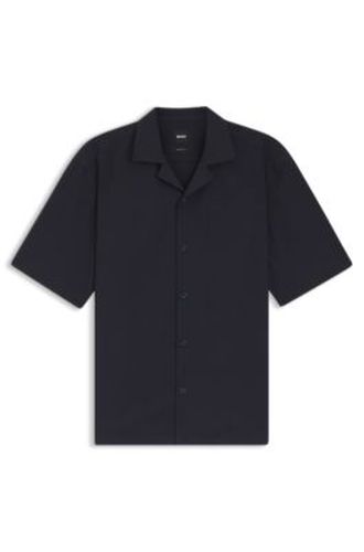 Chemise coupe décontractée en laine mélangée à motif en mesh - Boss - Modalova