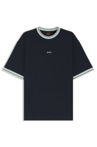 T-shirt coupe décontractée en coton avec des bordures à rayures - Boss - Modalova