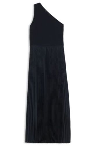 Robe à une épaule en maille côtelée avec jupe plissée - Boss - Modalova