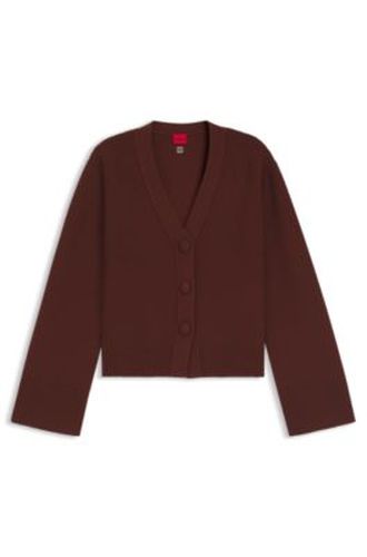 Cardigan en laine mélangée avec rivet à logo - HUGO - Modalova