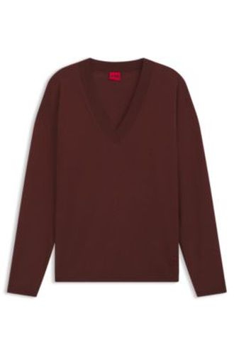 Pull à col V en laine mélangée au cachemire - HUGO - Modalova