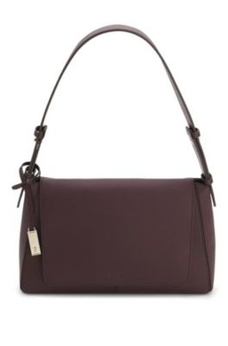 Sac d'épaule en cuir grainé avec plaque logo - Boss - Modalova