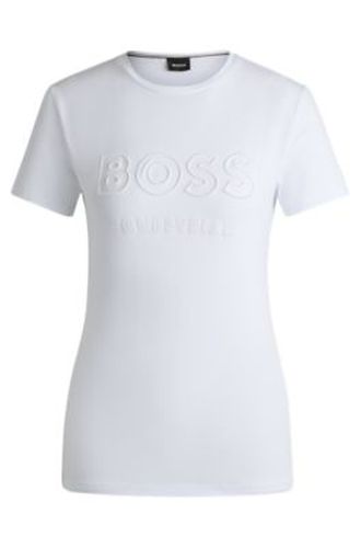 T-shirt d’équitation en coton stretch à logo brodé - Boss - Modalova