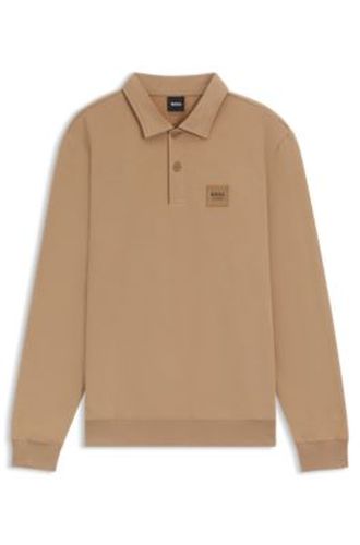 Polo d’équitation en maille de coton stretch avec patch logo - Boss - Modalova