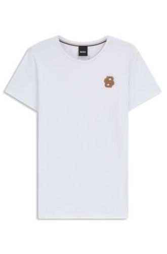 T-shirt en coton stretch d’inspiration équestre avec monogramme Double B - Boss - Modalova