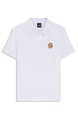 Polo en coton stretch d'inspiration équestre à monogramme Double B - Boss - Modalova