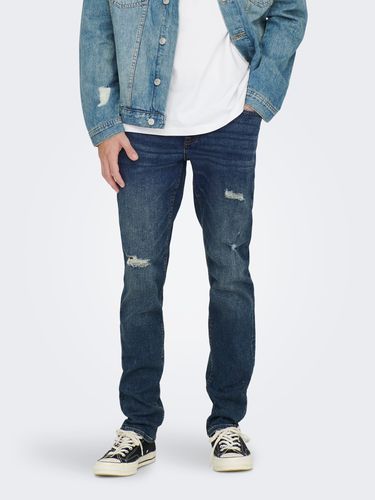 Onsloom Slim Blue Damage 2946 Jeans - ONLY & SONS - Modalova