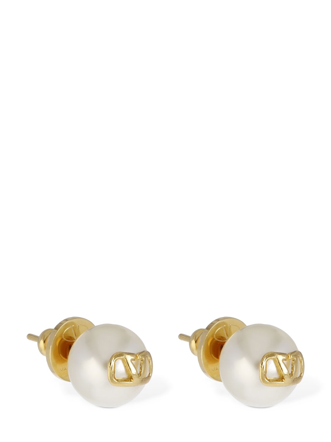Boucles D’oreilles En Fausses Perles V Logo - VALENTINO GARAVANI - Modalova