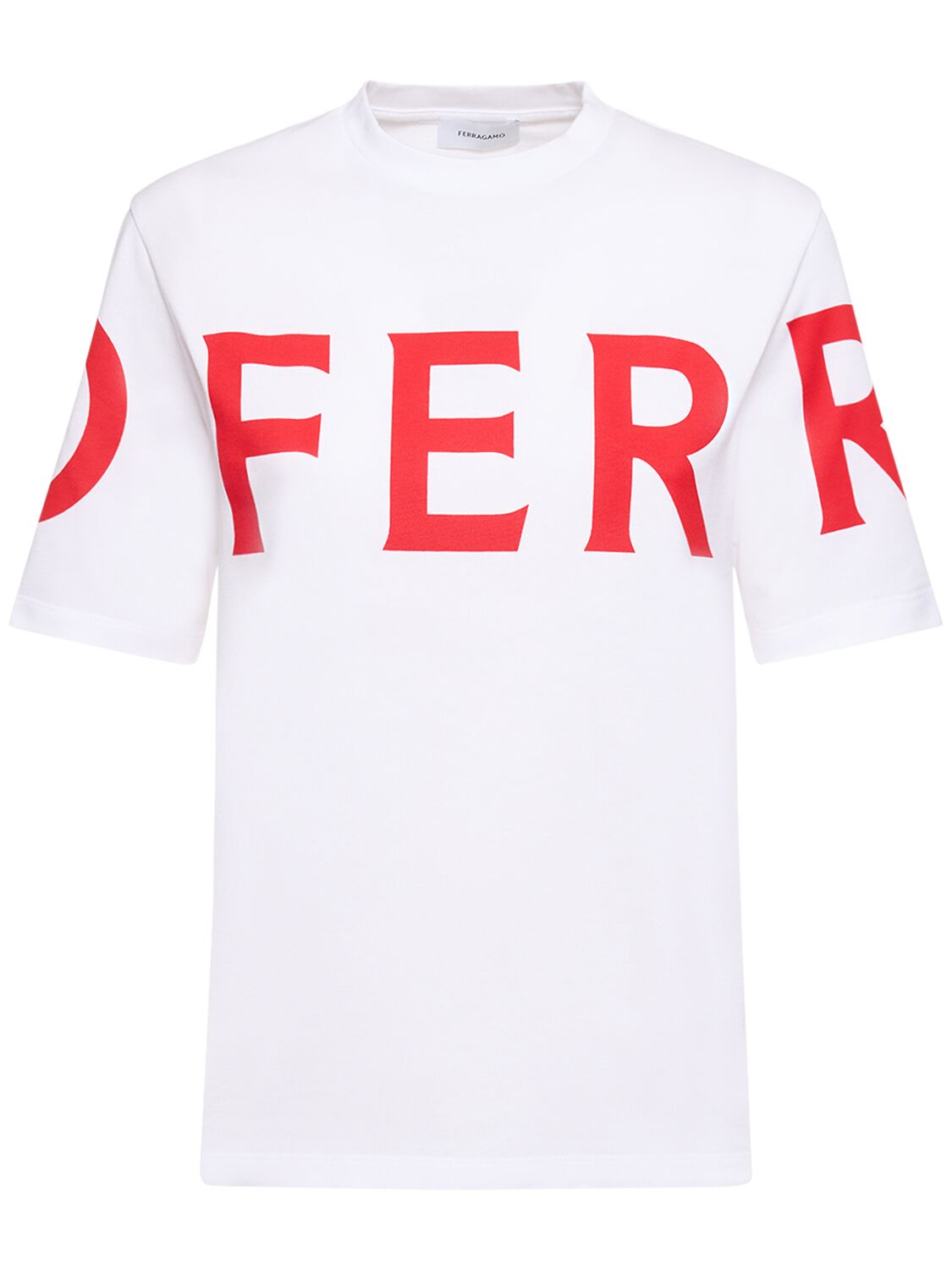 T-shirt En Jersey De Coton À Logo Manches Courtes - FERRAGAMO - Modalova