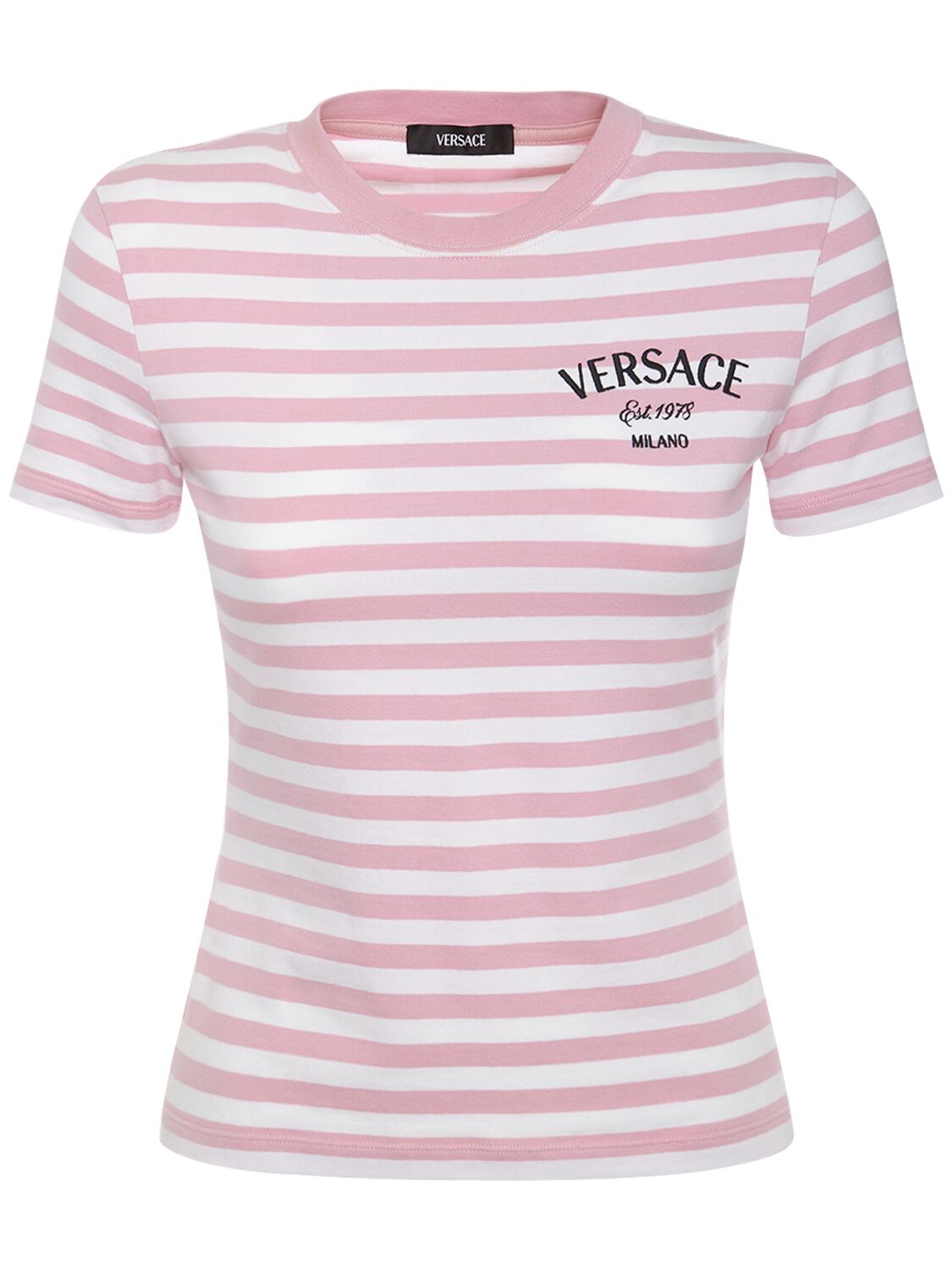 T-shirt En Jersey À Rayures - VERSACE - Modalova