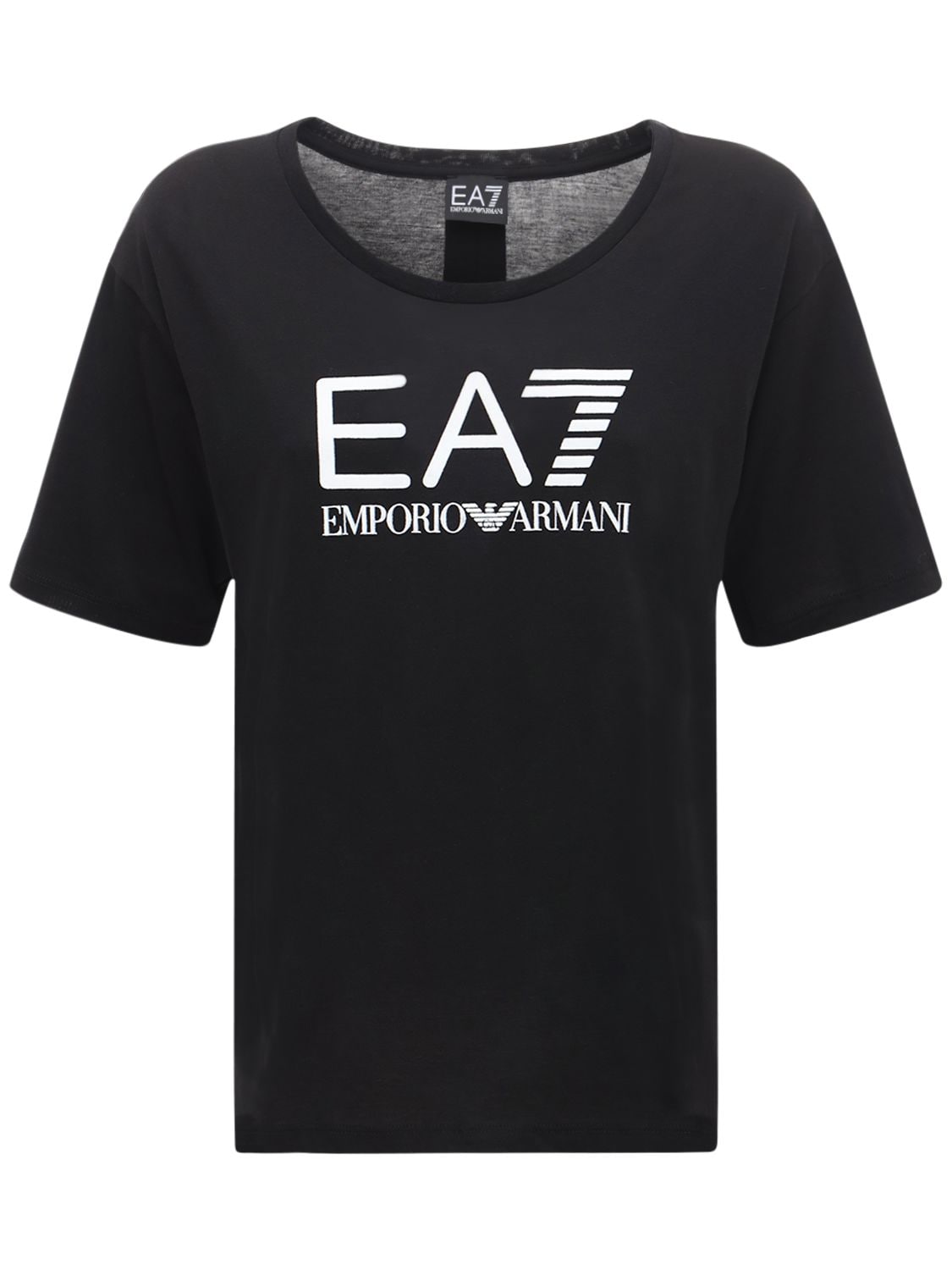 T-shirt En Coton Avec Logo - EA7 EMPORIO ARMANI - Modalova
