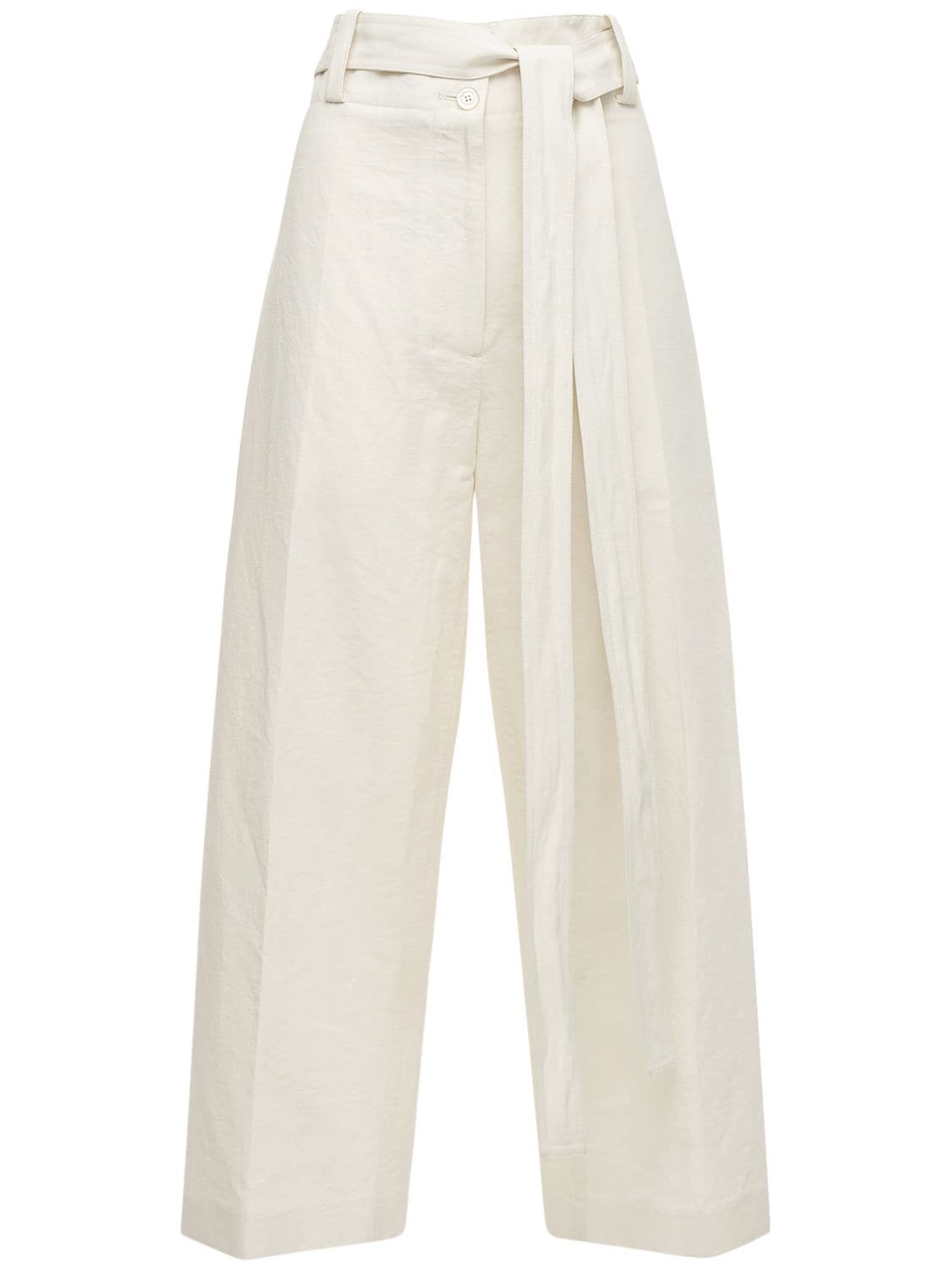 Pantalon Ample En Lin Et Coton Taille Haute - MONCLER GENIUS - Modalova