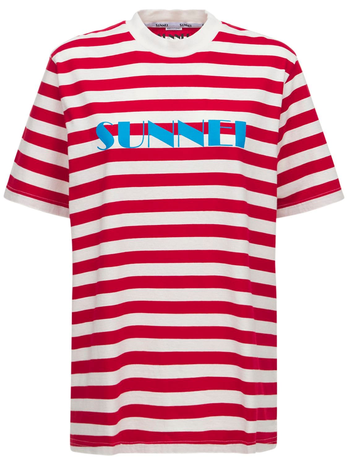 T-shirt En Jersey De Coton Rayé Avec Logo - SUNNEI - Modalova