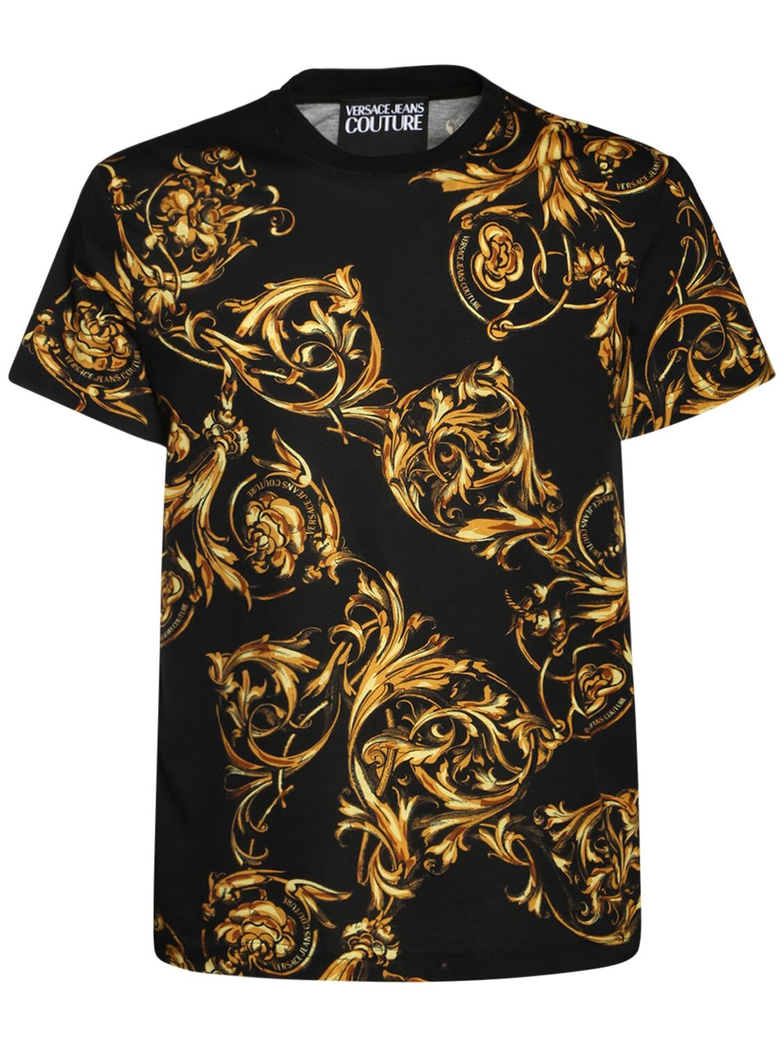 T-shirt En Coton Imprimé Baroque - VERSACE JEANS COUTURE - Modalova