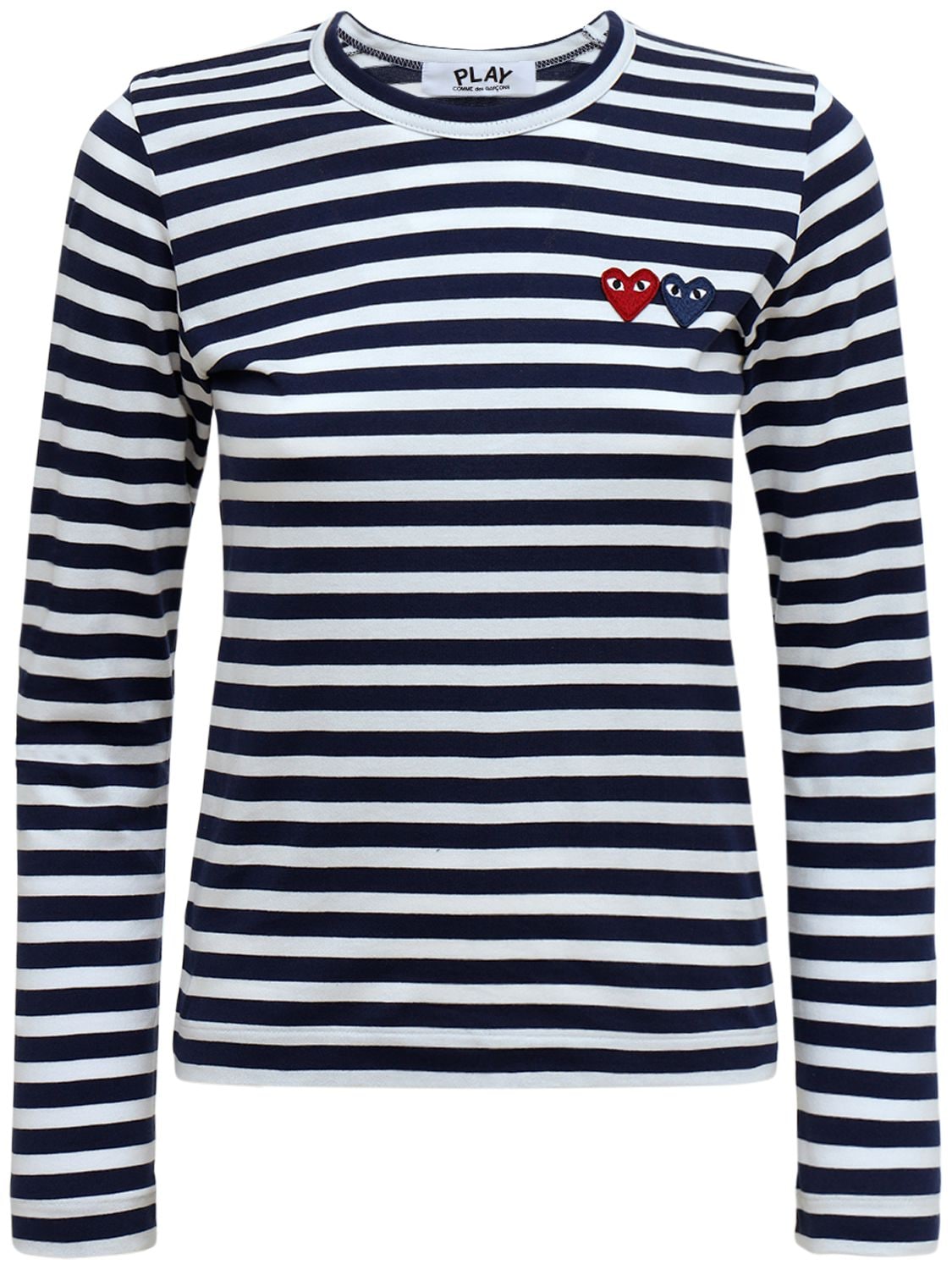 T-shirt En Coton Avec Coeurs Brodés - COMME DES GARÇONS PLAY - Modalova
