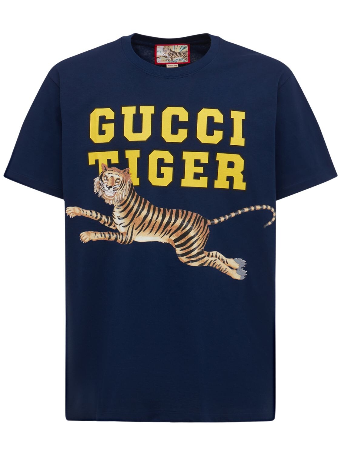 T-shirt En Coton Imprimé Tiger - GUCCI - Modalova
