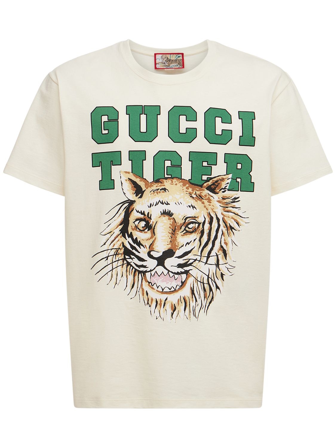 T-shirt En Coton Imprimé Tiger - GUCCI - Modalova