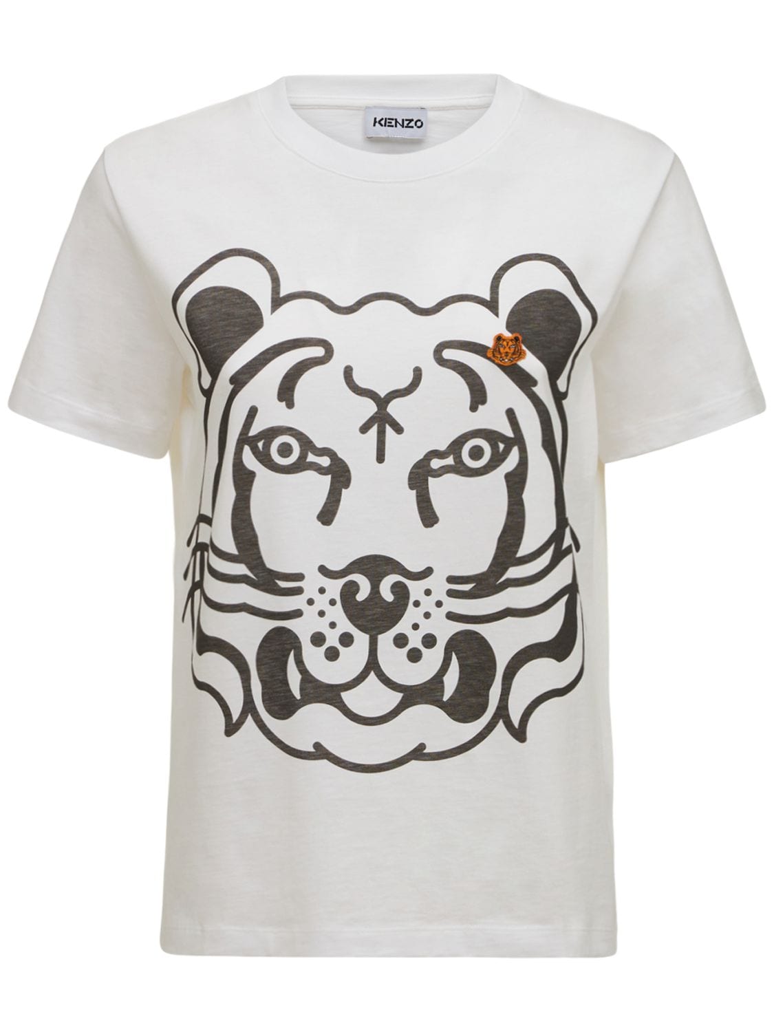 T-shirt En Jersey De Coton Imprimé Tigre - KENZO - Modalova