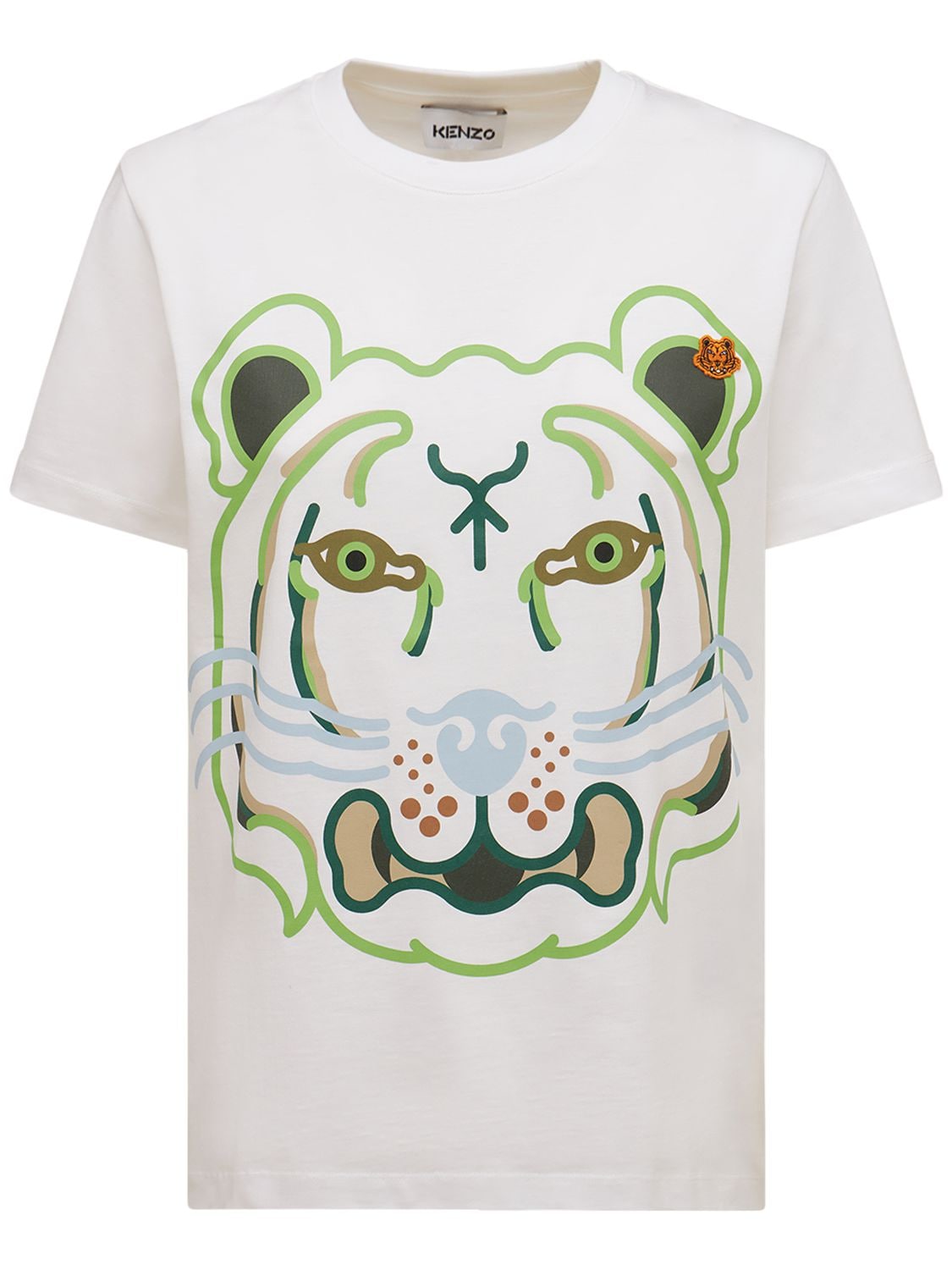 T-shirt En Jersey De Coton Imprimé Tigre - KENZO - Modalova