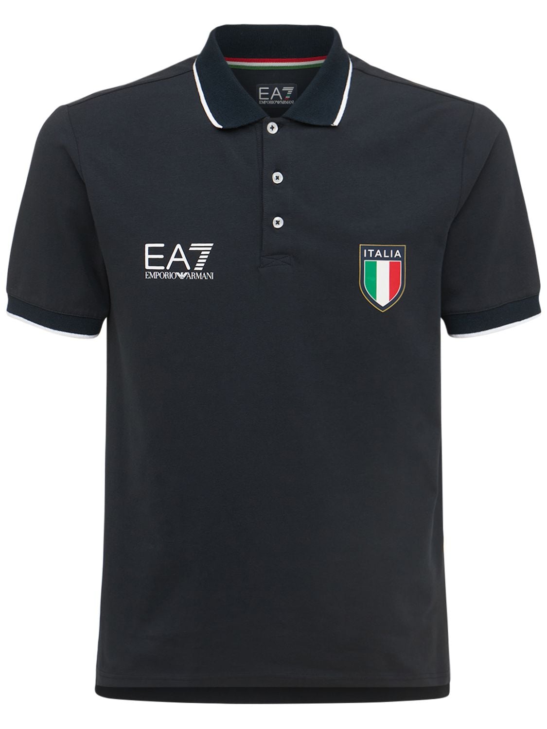Polo En Coton Stretch Official Team Italia - EA7 EMPORIO ARMANI - Modalova