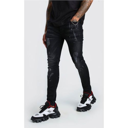 Jean super skinny déchiré tâches de peinture - Boohooman - Modalova