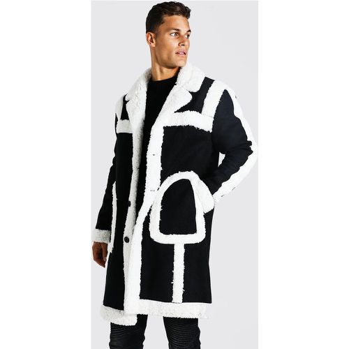 Tall - Blouson aviateur long à bordures en polaire - Boohooman - Modalova