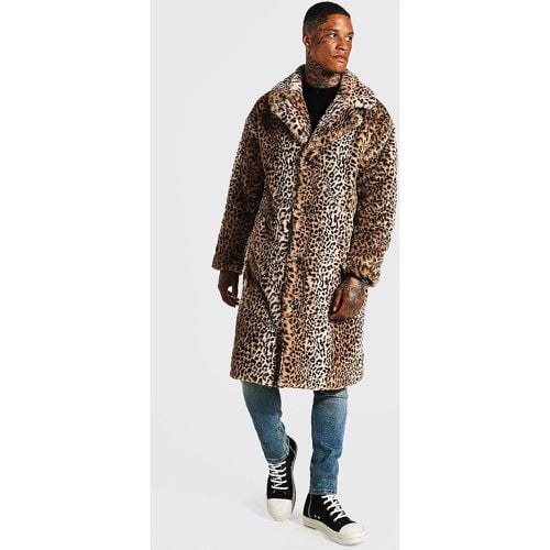 Manteau long en fausse fourrure à imprimé léopard - Boohooman - Modalova