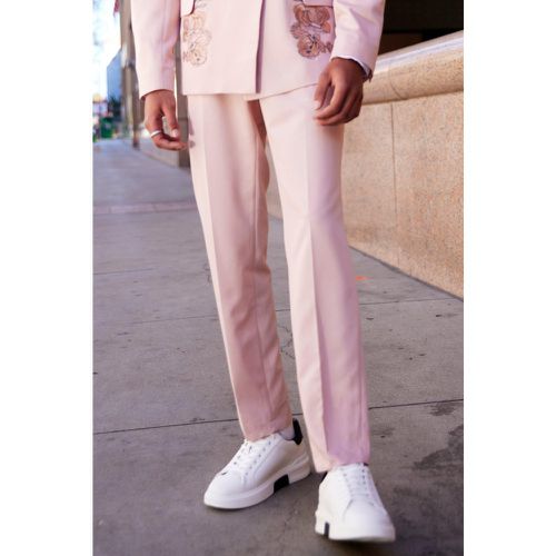 Pantalon de costume slim à broderies florales - Boohooman - Modalova