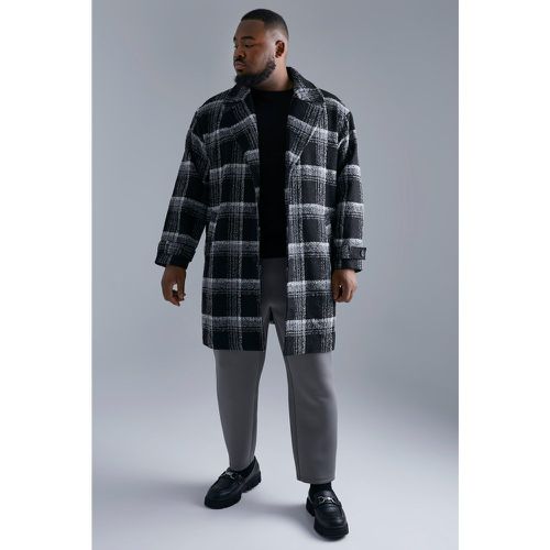 Grande taille - Manteau effet laine à carreaux et ceinture - - XXXL - Boohooman - Modalova