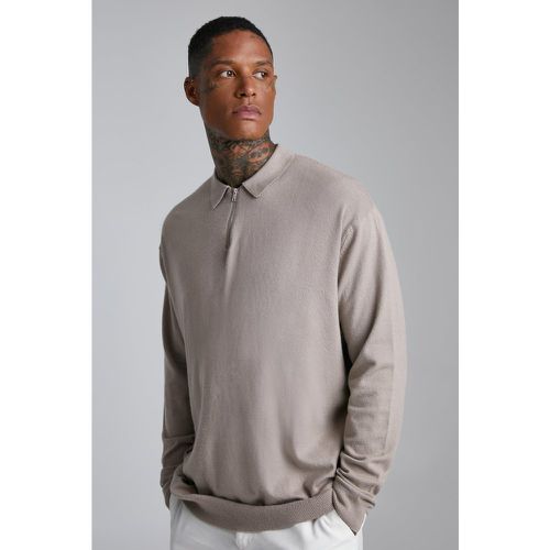 Polo oversize zippé à manches longues - Boohooman - Modalova