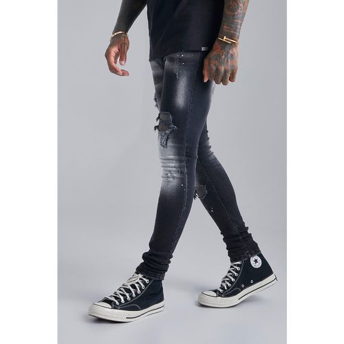 Jean super skinny déchiré tâches de peinture - - 34S - Boohooman - Modalova