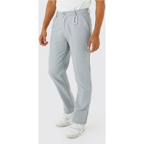 Pantalon effet laine fendu - Boohooman - Modalova