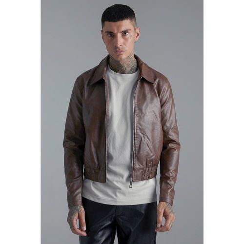 Veste motard en simili - Boohooman - Modalova