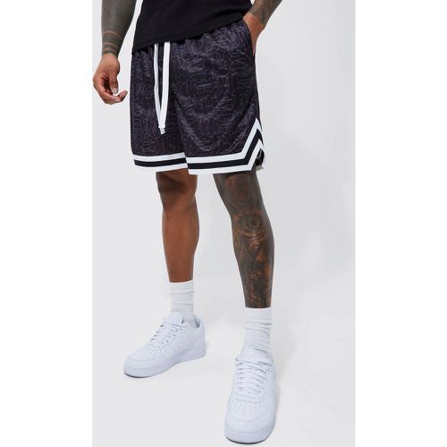 Short de basket ample en mesh à imprimé BM - Boohooman - Modalova