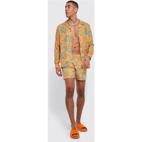 Ensemble imprimé avec chemise et short de bain - Boohooman - Modalova