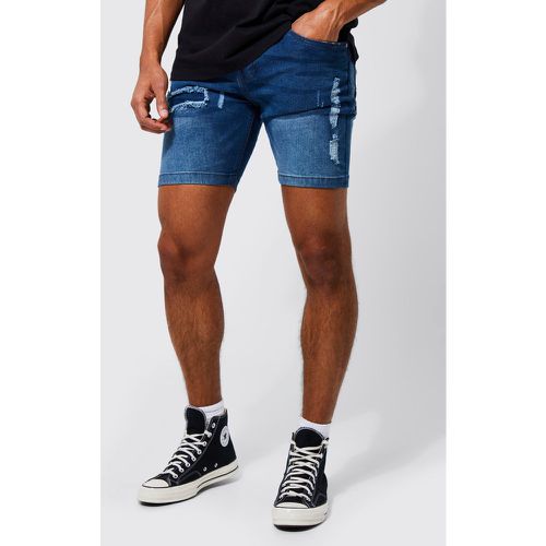 Short en jean déchiré et réparé - Boohooman - Modalova