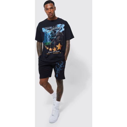 Ensemble oversize imprimé avec t-shirt et short - Boohooman - Modalova