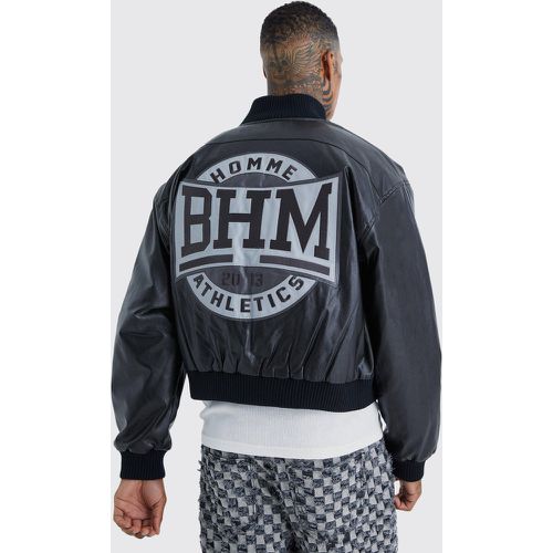 Veste ample universitaire en simili - Boohooman - Modalova