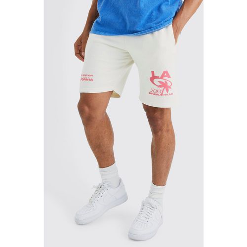 Short large à imprimé palmier et slogan L.A - Boohooman - Modalova