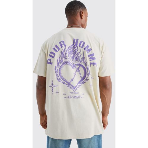 T-shirt oversize imprimé cœur au dos - Boohooman - Modalova