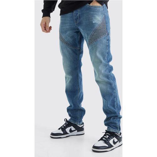 Tall - Jean biker slim à empiècements - Boohooman - Modalova